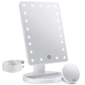 Makeup Vanity Mirror with Lights and Detachable 10X Magnification
