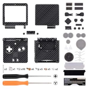 IPS Ready Upgraded eXtremeRate Graphite Carbon Fiber Patterned Custom Replacement Housing Shell for Gameboy Advance SP GBA SP – Compatible with Both IPS & Standard LCD – Console & Screen NOT Included