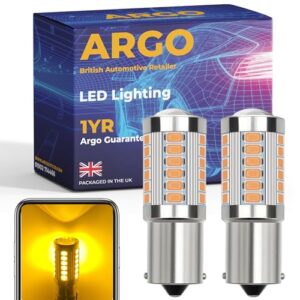 382 Ba156 33 Led Amber Yellow Front Rear Headlight 156 P21W Orange Hazard Lights Turn Signal Repeater Indicator Light Bulbs Car Van Bright Xenon Flashing Bulb 12