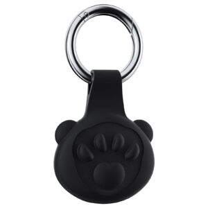 COLORCORAL Airtag Holder Keychain-GPS Finders Silicone Cover Ultra-Light WP and Anti-Lost Anti-Scratch Airtag Case Keyring Suitable for Pet Tracking and Toys-Kid Bags-Luggage-Black Bea
