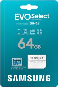 Samsung EVO Select 64GB microSDXC UHS-I U1 130MB/s Full HD Memory Card inc. SD-Adapter (MB-ME64KA/EU)