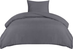 Utopia Bedding Single Duvet Cover Set - Soft Microfibre Polyester Duvet Cover with Pillow case - Bedding Quilt Cover Set (Grey)