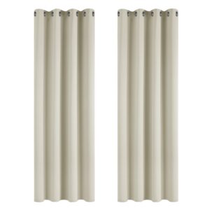 Deconovo Super Soft Eyelet Curtains Thermal Insulatde Blackout Curtains for Livingroon 46 x 54 Inch Light Beige 2 Panels