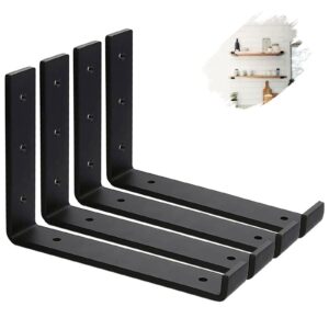 MLOQI 4 Pack Black Shelf Brackets Heavy Duty