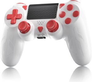Gamrombo Wireless Controller for ps4 White Gamepad Compatible for Ps4 Pro/Slim/PC with Dual Vibration/Turbo/3.5mm Audio Jack/Wake Up/No Latency Buttons/Touch Pad