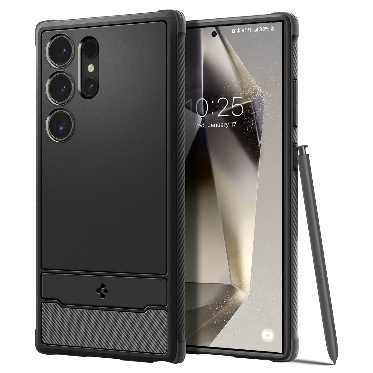 Spigen Rugged Armor Case Compatible with Samsung Galaxy S24 Ultra - Matte Black