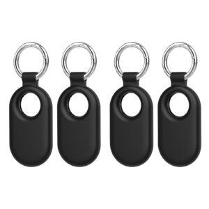 Maectech Tracker Holder Compatible for Samsung Galaxy SmartTag2 Accessories Tag Keychain Ring Item Finders Case Pack of 4 - Black
