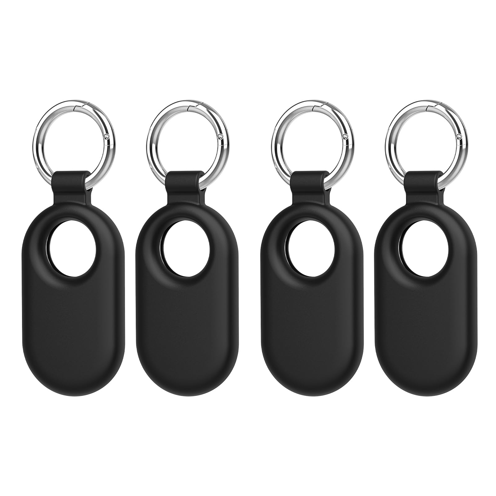 Maectech Tracker Holder Compatible for Samsung Galaxy SmartTag2 Accessories Tag Keychain Ring Item Finders Case Pack of 4 - Black