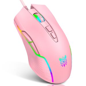 ONITOON Pink Wired Gaming Mouse