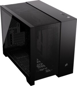 CORSAIR 2500D AIRFLOW Small-Tower mATX Dual Chamber PC Case – Tempered Glass – Reverse Connection Motherboard Compatible – No Fans Included – Black