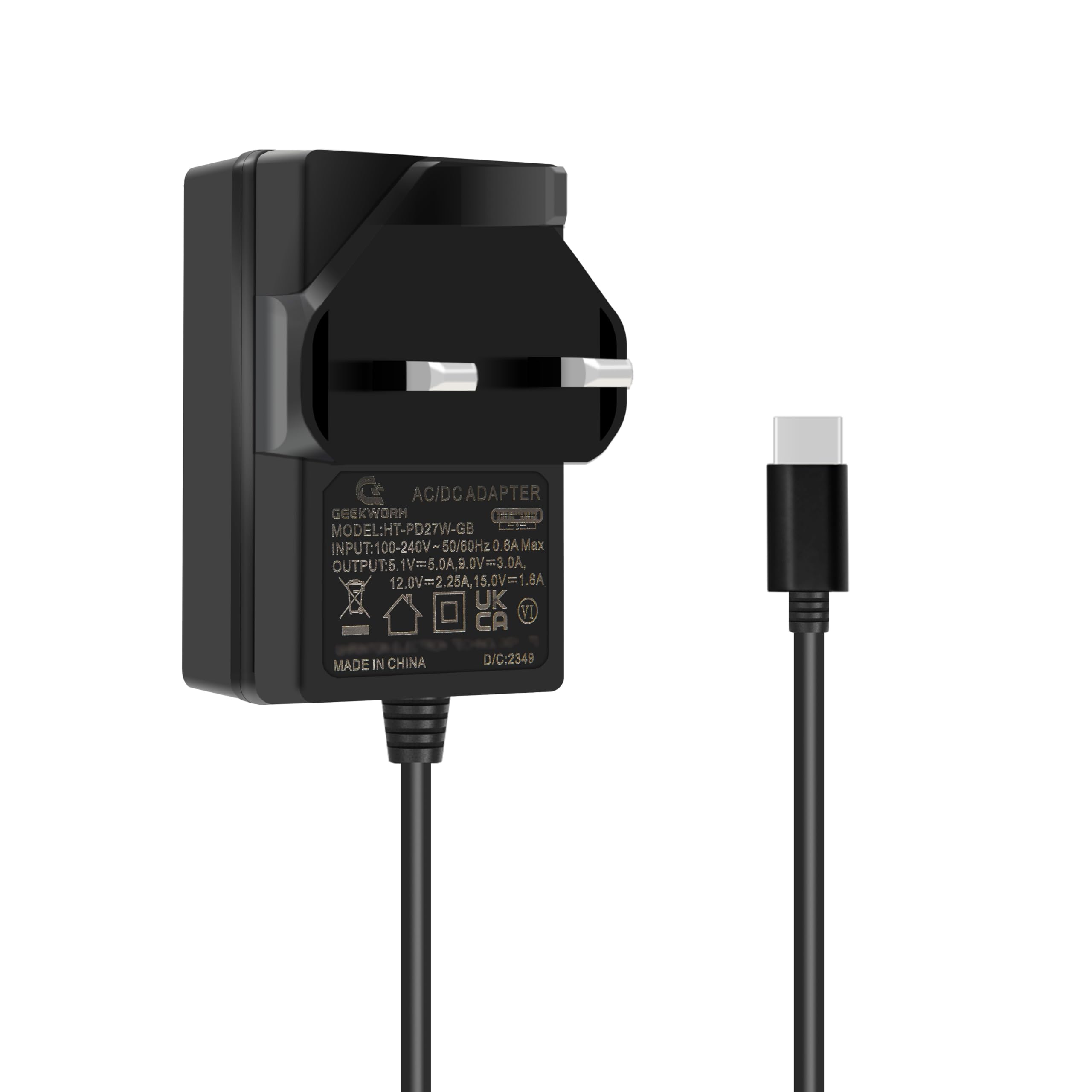 Geekworm Raspberry Pi 5 Power Supply 27W 5V 5A USB C