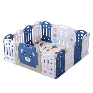 Baby Playpen Infant Activity Play Yard Children's Playpen Foldable Toddler Fence Indoor and Outdoor Baby Large Baby Activity Center Playground Park for Kid with Anti-Collision Foam (12+2)