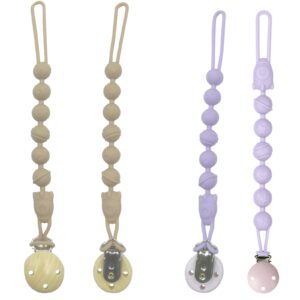 Dummy Clip Boys Silicone Pacifier Clips Wooden Soother Clips Fits Most Pacifiers and Teething Toys