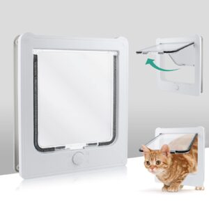 NAMSAN Cat Flap Cat Door with 4 Way Locking Dog Flap for Wooden Door Windproof Rainproof Pet Flap for Cats/Puppies (27.5 x 23.5 x 5 CM)