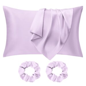 Seiwohl Satin Pillowcases for Hair and Skin 2 Pack & Satin Hair Scrunchies 2 Pcs Set