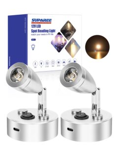 SUPAREE 12V LED Light Campervan USB 12V LED Reading Light Camper Van Lights Interior LED 12V 3000K with A-ON/OFF Switch & Type C Port for Caravans Motorhome Boat 2Pcs