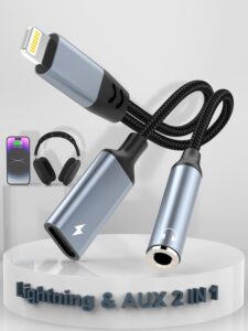 2-in-1 Lightning to 3.5mm Headphone Jack and Charger Cable Adapter