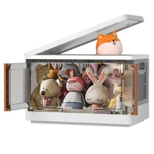 Everesta Folding Storage Box with Doors -Stackable Storage Bins with Lids Wheels Front Open Large Container for Living Room Toys Snacks