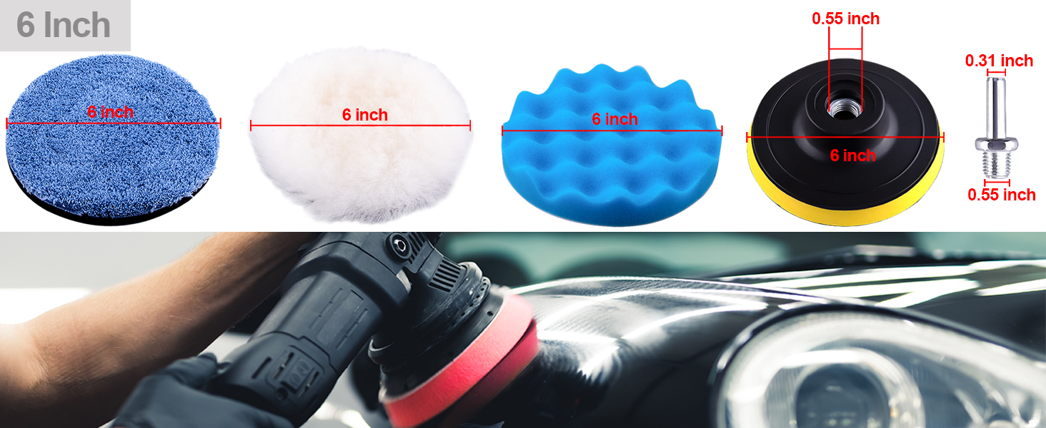 Size of car buffing pads