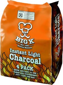 1x Big-K Instant Light Lumpwood Charcoal | 4 x 1kg | Bags Instant BBQ Charcoal