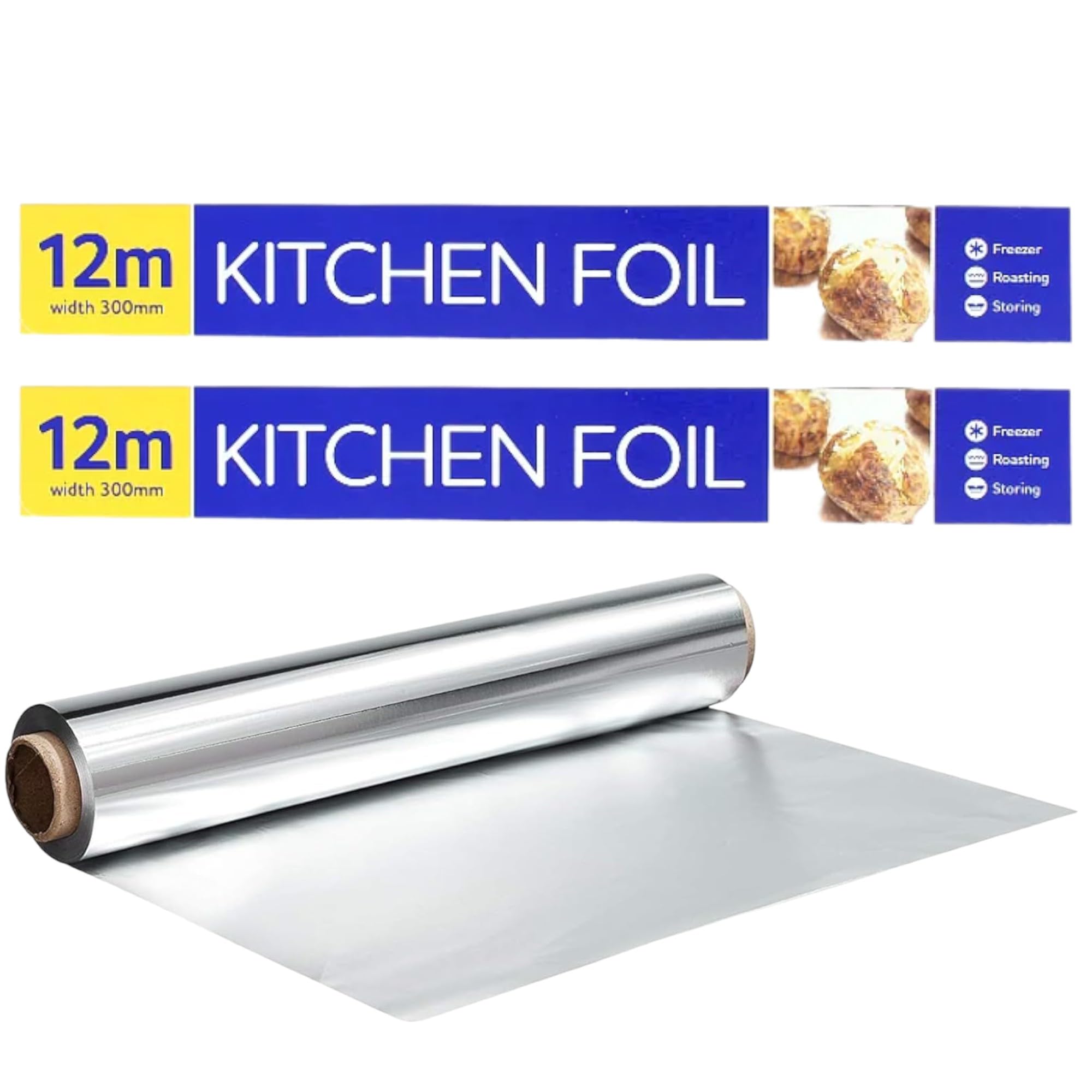 QBL® [ Pack of 2 ] Premium Quality Aluminium Kitchen Catering Tin Foil Roll 300mm x 12m [12"] for Restaurants Keep Food Fresh & Hot Long Time