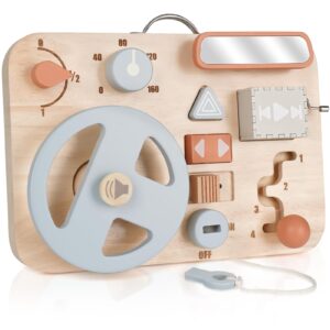 Vanplay Montessori Toys Busy Board for Toddlers Wooden Toys Kids Steering Wheel Sensory Toys for Babies Activity Board Educational Toys Travel Toys for 2 3 Year Old Boys Girls