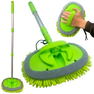 Car Cleaning Brush Microfibre Mop Telescopic Car Wash Brush with Extendable Handle & Scratch Free Head Car Washing Kit - Suitable for Cleaning Cars