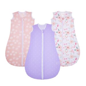 Lilian&Gema Baby Sleep Sack 6-12 Months 3 Pack Lightweight 0.5 TOG Wearable Blanket Baby Sleep Bag with 2-Way Zipper for Newborn Infant Pink