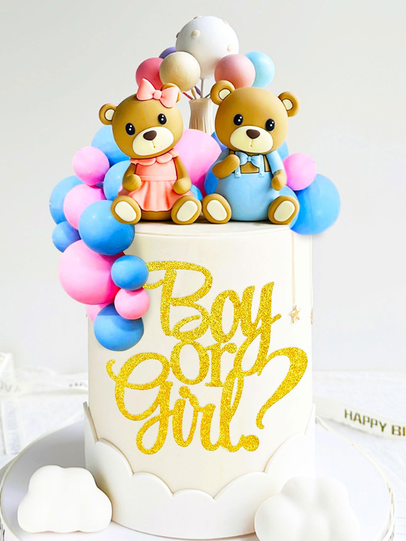 JeVenis 23 PCs Cute Gender Reveal Cake Toppers Boy or Girl Cake Decoration Teddy Bear Cake Decoration Baby Shower Cake Decoratio