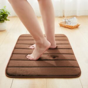 Hafaa Memory Foam Bath Mat – 40 x 60 cm Brown Extra Soft & Comfortable Non Slip Bathroom Mat Washable Super Absorbent Shower Mats