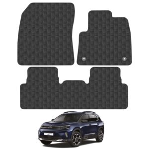Car Mats for Citroen C5 Aircross (2019-Onwards) Car Floor Mats Premium Rubber Tailored Fit Set Accessory Black Custom Fitted 4 Pieces with Clips - Anti-Slip Backing