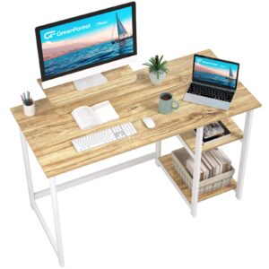 GreenForest Computer Home Office Desk with Monitor Stand and Reversible Storage Shelves