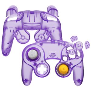 eXtremeRate Clear Atomic Purple Faceplate Backplate for Nintendo GameCube Controller