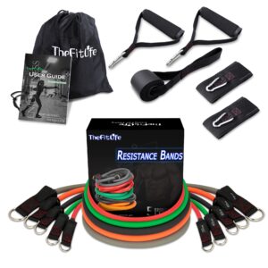 TheFitLife Exercise Resistance Bands with Handles - 5 Fitness Workout Bands Stackable up to 110/150/200/250/300 lbs