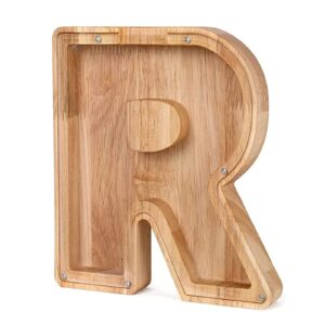 MoneRffi Personalized Letters Wooden Piggy Bank