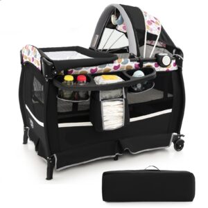 GYMAX 4 in 1 Folding Travel Cot