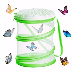 WUISOLQP Insect Butterfly Habitat Cage Insect Mesh Cage Stick Insect Starter Kit Collapsible Bug Catcher Net Insect Portable Reproduction Mesh for Kids for Insects Catching Science Education (Green)