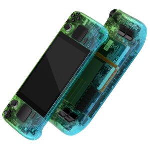 eXtremeRate Gradient Translucent Green Blue Custom Faceplate Back Plate Shell for Steam Deck