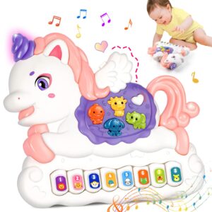 Baby Toys 6 to 12 Months Baby Girls Toys Musical Unicorn Baby Keyboard Toys 9 12 18 Months Interactive Early Learning Toys for 1 Year Old Girls Boys Christmas Birthday Gifts