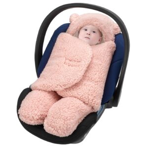 TURMIN Baby Swaddle Blanket Fleece Plush Infant Wrap Swaddles for Newborn Ultra-Soft Cute Bear Baby Clothes for Boys Girls 0-6 Months-Pink-M(3-6 Months)