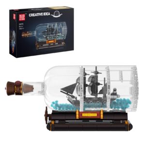Mould King 10070 Pirate Ship in Bottle Building Blocks Black Pearl Sailing Ship Clamping Blocks Collector Ship Model Holidays Gift for Children from 8 Years (778 Pieces)