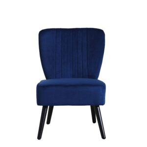 Neo® Crushed Velvet Shell Scallop Accent Occasional Chair Armchair Dining Furniture (Midnight Blue