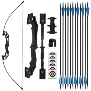 REAWOW Recurve Bows for Adults Archery Bow and Arrows Sets Practice Adult Teens Beginner Takedown Left Right Handed 12 Carbon Arrows