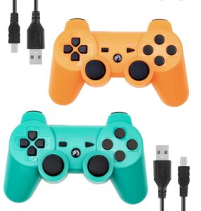 Rzzhgzq 2 Pack PS3 Wireless Controller Playstation 3 Controller Wireless Bluetooth Gamepad with USB Charger Cable for PS3 Console