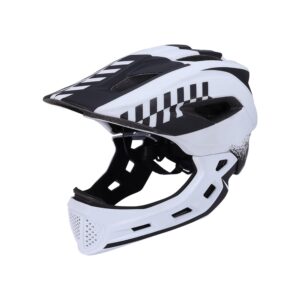 Joyyko Kids Bike Helmet Kids Full Face Bike Helmet 52-58CM Detachable 2-In-1 Boys and Girls With Chin Adjustable Breathable Kids Sports Helmet for Cycling Skateboarding Roller Skating