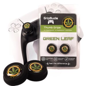 GripBuds - GREEN LEAF | Thumb Grips for PlayStation 5 (PS5) and PlayStation 4 (PS4) Controllers | Performance Controller Grips | Unique and Stylish Design | Feel the Difference