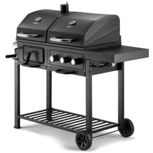 VonHaus Dual Fuel BBQ – 2 in 1 Charcoal & Gas Barbecue with Warming Rack