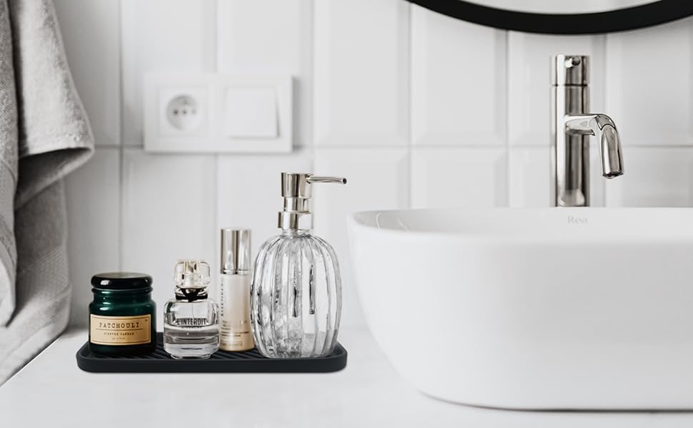 Black Silicone Organizer Tray fo Bathroom