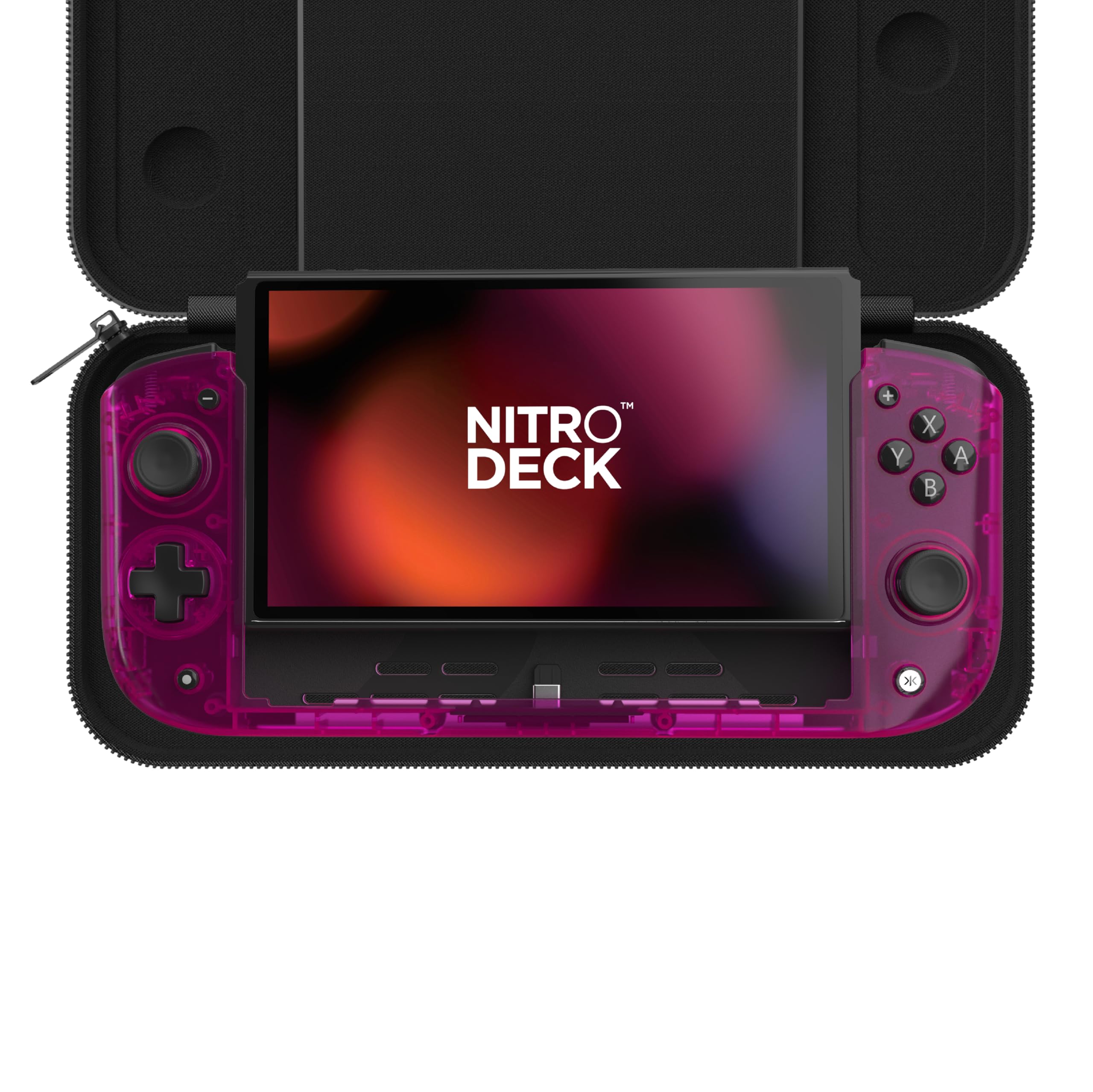 CRKD Nitro Deck Limited Edition with Carry Case - Professional Handheld Deck with Zero Stick Drift for Nintendo Switch and Switch OLED (Crystal Pink - Crystal Collection)
