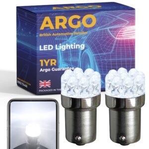 Argo 380 1157 Bay15d Led Stop Tail Brake Light Bulbs White Xenon 9 Led Lens Rear lamp Halogen Replacement Upgrade Bulb P21/5w Car Van Bulb 12
